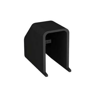 Black U-shaped plastic cover or housing with an open front and rounded top, shown isolated on a white background.
