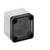Gray electrical enclosure with a dark transparent front cover and four corner screws, shown on a white background.
