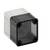 Small gray electrical enclosure with a dark transparent front cover and four corner screws, shown on a white background.