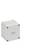 Light gray electrical junction box with four corner screws and a blank cover, shown on a white background.