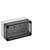 Gray plastic electrical enclosure box with a tinted transparent front cover and mounting screw holes, shown on a white background.