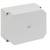 White rectangular electrical junction box with a plain cover and four corner screw mounts, shown on a white background.