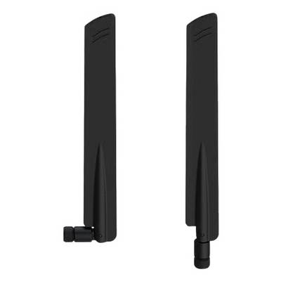 Two black vertical antennas with textured patterns, shown in a side-by-side comparison against a plain white background.
