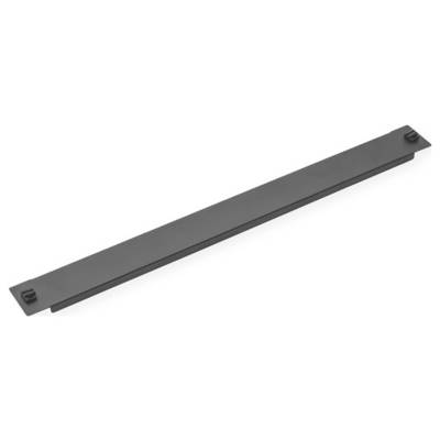 A long, flat, rectangular black metal bar with small raised squares at each end, likely used for structural or mounting purposes.