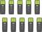 'NetAlly Test Accessory' devices arranged in two rows, each unit is black with a green label at the top, featuring buttons and icons.