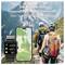 Two hikers on a trail with fitness devices. Text reads 'Tracken Sie Ihre Gesundheits- und Fitnessziele' and 'Track Your Health and Fitness Goals'.