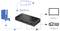 'Diagram illustrating an HDMI splitter connecting a game console to a power adapter and outputting to both a TV and a projector.'