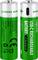 'Two green LogiLink USB-C rechargeable AAA batteries, 1.5V 650mAh, labeled with Li-ION, '+' and '-'. One features a charging port.'