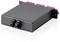 A black, rectangular electronic device with two connectors on the front and cable connections on the back, used for networking purposes.