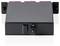 'Black rectangular electronic device with a button on the front and mounting brackets on each side, set on a white background.'