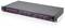 A black network switch with multiple purple ports on the front panel, designed for mounting in a server rack.