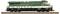 A model train engine with a green and white body, marked 'Southern', sits on a track.