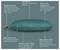 A teal pillow with labels: 'Heizfläche' for warmth, 'Weich und pflegeleicht' describing softness, 'Akku' and 'Lade-Anschluss' for charging, 'Besonders sicher' for safety.
