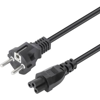 An electrical power cable with a European plug on one end and a three-pin connector on the other.