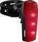 'Osram' branded red bicycle tail light with three LEDs, designed for night visibility. Attached to a black adjustable strap mount.