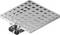 'Metal perforated plate with grid of holes and attached lever, used for industrial or mechanical applications.'
