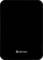 A sleek, black electronic device with 'denver' branding, possibly a hard drive or power bank, against a plain background.