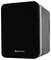 Black mini fridge with a white handle on the side and a small logo at the bottom.