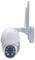 A white, wall-mounted security camera with antennas and multiple lenses, designed for surveillance and monitoring.