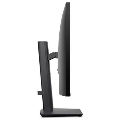 A side view of a modern computer monitor, showcasing its slim design and adjustable stand.