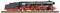 A detailed model of a black and red steam locomotive, showcasing intricate wheels and mechanisms, displayed on a track.