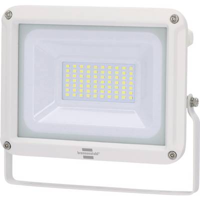 White LED floodlight with rectangular glass front and metal mounting bracket on a white background.