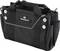 A black Toolcraft tool bag with multiple pockets and a metal handle, designed for carrying various tools and accessories.