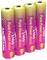 Four pink AAA batteries labeled 'Pure Power Accu Type 1400'.