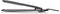 A flat iron with black, sleek design, shown open with a cord extending from the handle, used for hair styling.