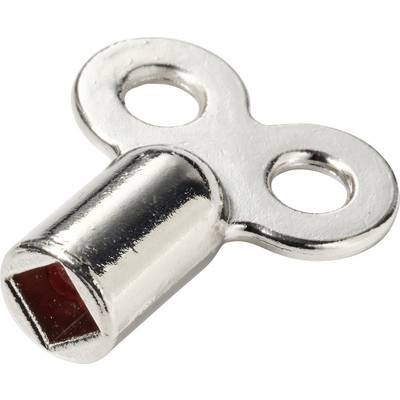 Metal wind-up key with two finger holes, shown on a white background.