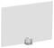 A rectangular sheet of transparent or frosted material is supported by a small, clear, cube-shaped stand at its base.