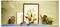 'A model of a fox-like creature with large ears is displayed on a book against a backdrop of framed art and potted plants.'