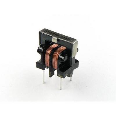A small electronic component with copper coils and metal pins, likely an inductor, on a white background.