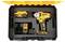 A yellow and black power drill set in a case includes a cordless drill, rechargeable battery, and charger, all secured in foam padding.