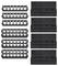 'Black plastic connectors for modular assembly and organization, featuring uniform slots and sturdy construction.'