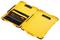 Open yellow tool case with attached zippered pouch on the left side.