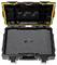 Open black and yellow tool case with foam insert, featuring multiple compartments for organizing tools.