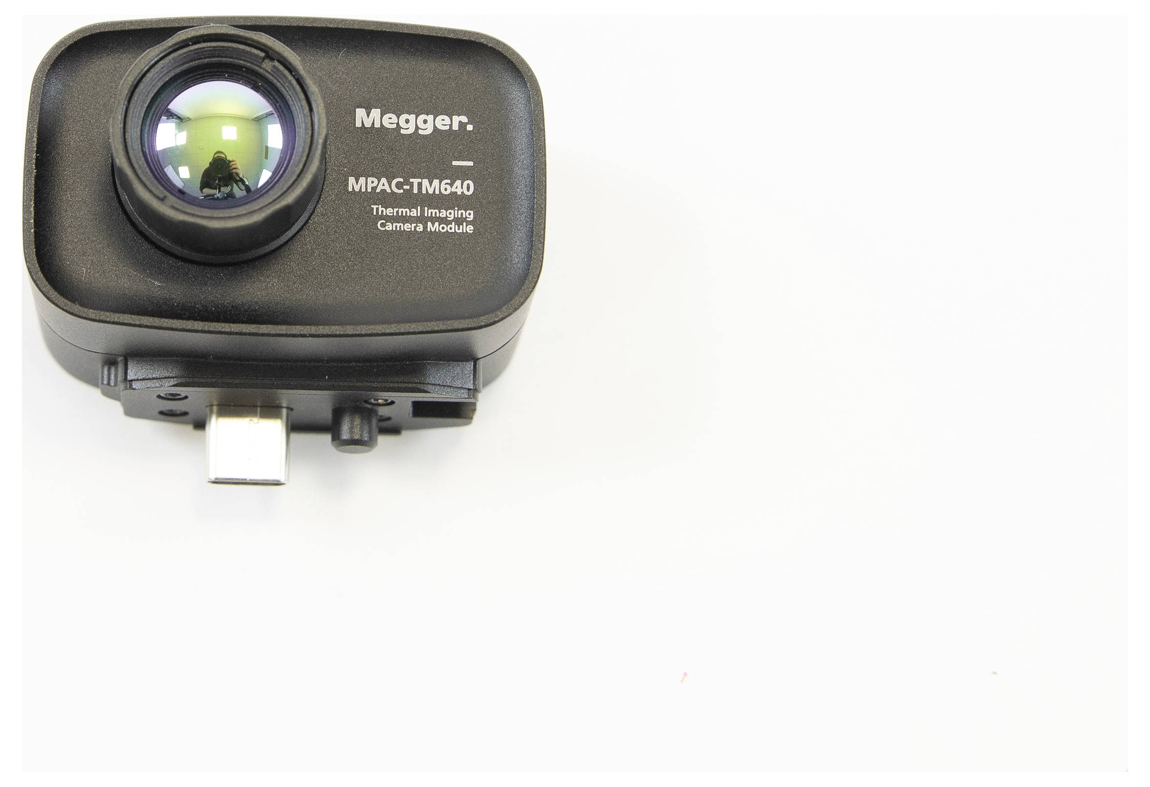 'Thermal imaging camera module Megger MPAC-TM640' with a USB interface on a white background.