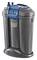 Gray Oase external aquarium filter with blue lid and handles, shown front view on a white background.