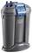 Gray Oase Living Water aquarium canister filter with blue latches and fittings, shown on a white background.