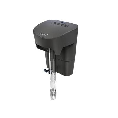 Black Oase device with top vents and a clear hanging tube or wand beneath, shown on a plain white background.