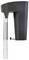 Black and clear device component with a long transparent tube and graduated scale, resembling a liquid level sensor or dispenser assembly.