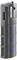 Tall gray cylindrical water filter or purifier cartridge with blue accents and inlet/outlet ports, shown on a white background.
