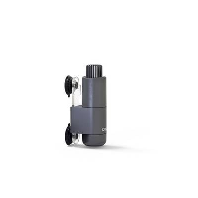 Compact gray folding window latch with two black suction cups on a white background.