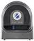 Front view of a gray water dispenser with a blue droplet symbol, showing a central fill indicator and left/right control arrows beneath it.