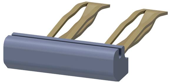 A 3D rendering of a blue cylindrical object with two brown, twisted handles extending from its top, resembling a rolling pin.