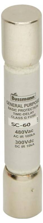 A fuse labeled 'Bussmann General Purpose,' rated for 480Vac and 300Vdc, suitable for basic electrical protection uses.