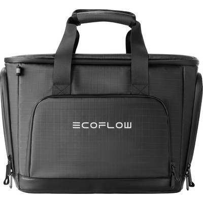 A black EcoFlow carrying bag with handles, featuring a front zippered pocket.