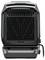 'George Foreman' grill with a black, slatted cooking surface and drip tray underneath, designed for indoor grilling.
