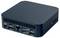 A black compact mini PC with multiple ports, including HDMI, USB, and Ethernet, designed for general computing tasks and connectivity.